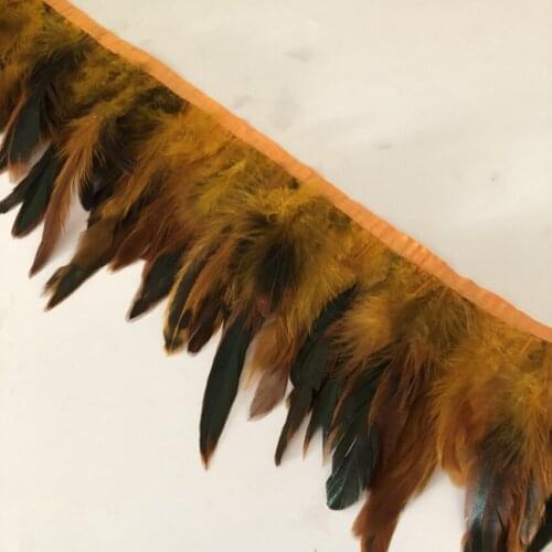 Asia Ra 10 Meters/Lot Gold yellow Rooster Coque Tails Feather Trims 10-20cm Height DIY Sewing Materials Carnival Clothes Ribbons