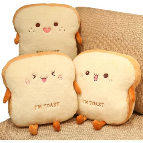 Funny Emotion Bread Plush toy Pillow Stuffed Food Plush Toy Simulation Sliced Bread Toy Pillow Shoulder Bag Kids Bag Doll toys