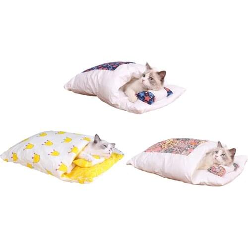 Movable Dog Cat Bed Sleeping Bag Sofas Mat Winter Warm Cat House Small Pet Bed Puppy Kennel Nest Cushion Pet Product Accessories