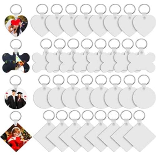 36pcs Blank Keychain with Key Ring Double-Side Printed Heat Transfer Keychain for Christmas Valentine Graduation Present Girls