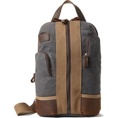 New retro chest bag shoulder bag male canvas bag outdoor shoulder large capacity diagonal bag waterproof backpack