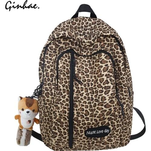 Leopard Printing Backpack 2020 Women Canvas Travel Bag Unisex School Bag Large Capacity Shoulder Bag Fashion Rucksack Mochila