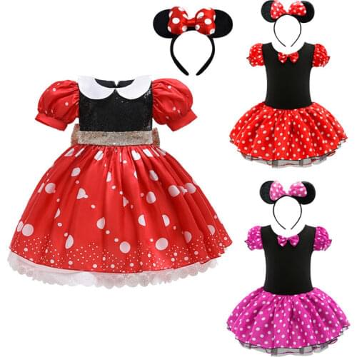 Girls Mickey Minnie Cartoon Mouse Princess Dress Kids Birthday Party Cute Funny Costume Girl Birthday Party Dresses Summer Dress