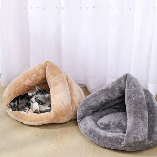 Warm Cat Bed Cave House Slippers Beds Dog Mat Kitten Mat Nest Kennel Soft Sofa Cushion Sleeping Bag Mats For Cats Dogs Supplies