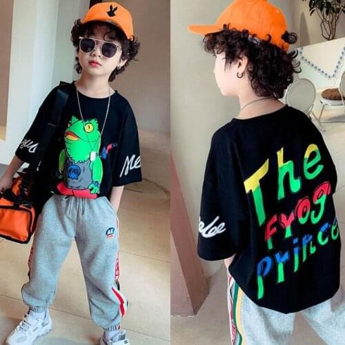 Boys Tops Childrens Clothing 2021 New Summer Boy Short-sleeve Big Kids T-shirt Foreign Style Korean Half-sleeve Tide