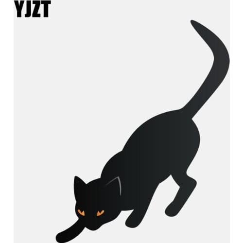 YJZT 13CM*16.6CM Black Cat Ready To Go PVC Motorcycle Car Sticker 11-01035