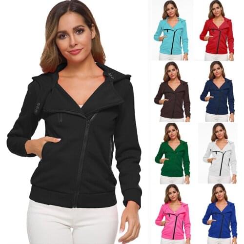 2020 Spring Autumn Zipper Warm Fashion Hoodies Women Long Sleeve Hoodie Jackets Hoody Jumper Overcoat Outwear Female Sweatshirts