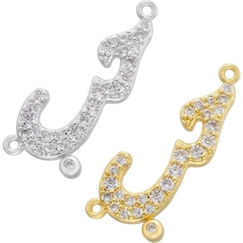 ZHUKOU 2021 NEW Creative Arabic Letter Zircon Pendant Brass Advanced DIY Handmade Necklace Pendant Accessories Wholesale VS475