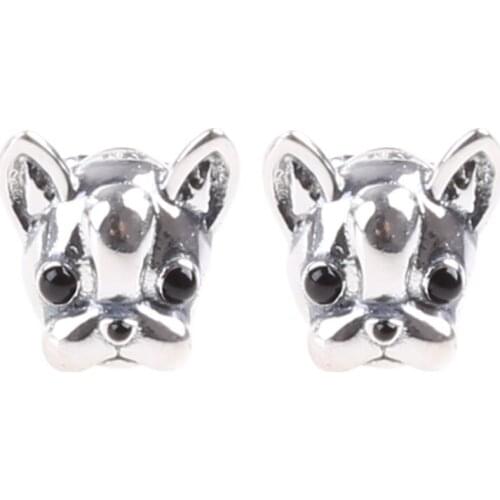 1 Pair French Bulldog Metal Earrings Lovely Animal Ear Studs for Women Jewelry Gift