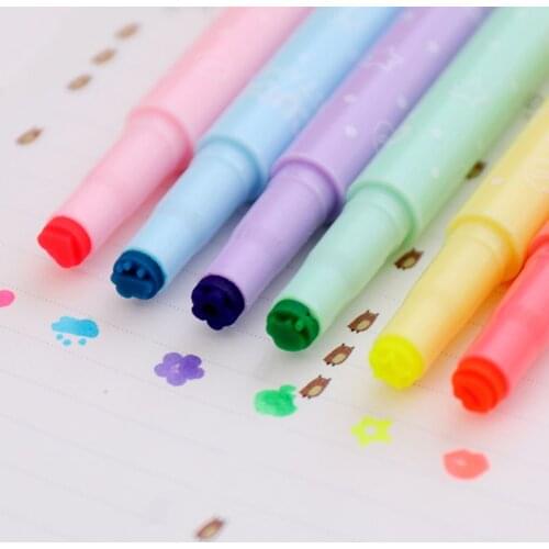 1PC Candy Color Seal Pen Tip Highlighter Cloud, Flower, Red Lip, Star, Heart Seal Highlighter Drawing Marker Children Gift
