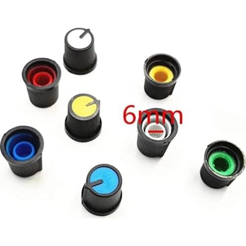 10PCS WH148 knob Plastic Potentiometers Knob for Single Double Potentiometers Switch Cap 14.5X15mm Handle 6MM AG3 5Color each 2
