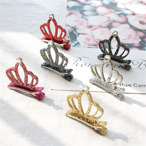 10pcs/Lot 2021 Fashion Glitter Hair Accessories Rhinestone Crown Hair Clip Shiny Crown Princess Children Hair Barrettes Headwear