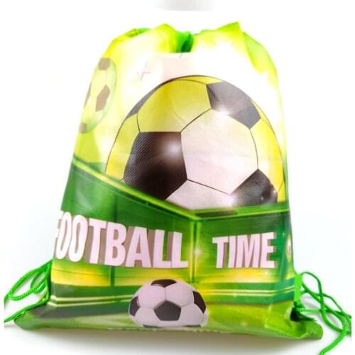 10pcs/lot Football Theme Backpack Happy Birthday Party Non-woven Fabrics Drawstring Gift Bag Baby Shower Decorate Soccer Mochila