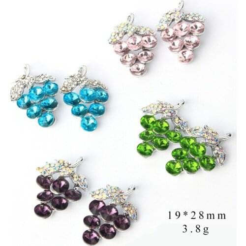 10pcs/lot Green Blue Purple Pink Grape Rhinestone Dangle Handmade Charms Pendant DIY for Bracelet Necklace Bag