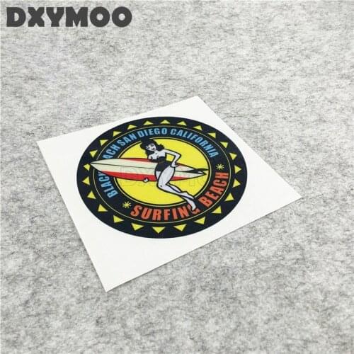 120mm Funny Surfing Beach Hot Girl Car Window Sticker and Decals Motorcycle Vinyl Reflective 3M H2494