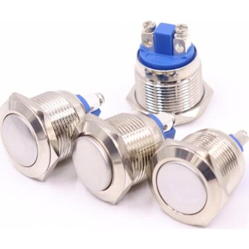 19mm Metal Brass chrome spherical ball Flat High round Push Button Switch domed Momentary 1NO Car press button screw terminal
