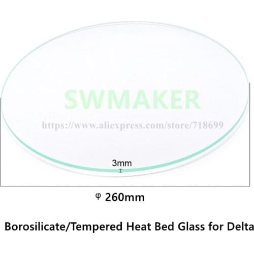 260mm *3mm round borosilicate/high tempered glass plate, 3mm Thickness For DIY Delta Kossel 3D Printer