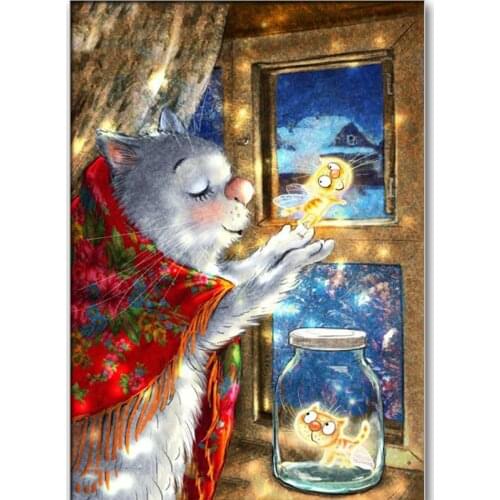 5D Diamond Embroidery Blue Cat Animal Square Diamond Painting Cross Stitch Kit Diamond Mosaic Decoration Christmas Gift