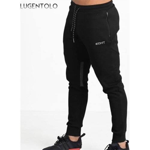 Men Sport Pants Trend Casual Spring Solid Elastic Mid Waist Zipper Skinny Mens Simple Long Pencil Pants