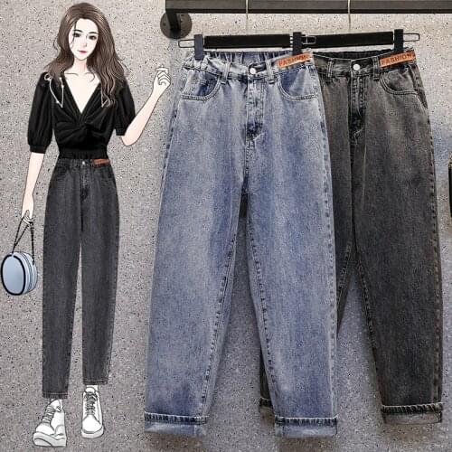 Cotton Plus Size Ladies High Waisted Trousers WomenS Denim Clothing Fashion Spring Summer Autumn Jeans Pants 5Xl Large 2021