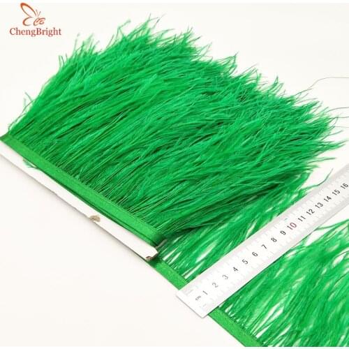 ChengBright Wholesale High Quality 10Yards Green Real Ostrich Feather Ribbon Ostrich Feathers Trim Fringe Clothing Decoration