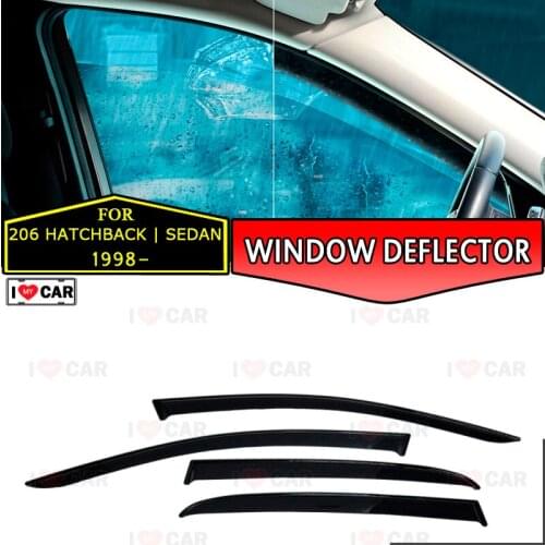 Window deflectors for Peugeot 206 Hathcback/Sedan 1998- car window deflector wind guard vent sun rain visor cover car styling