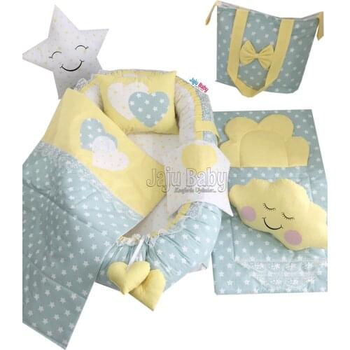 Jaju Baby Babynest Green Star Orthopedic Luxury Baby Nest 8 Piece Set Baby Bed