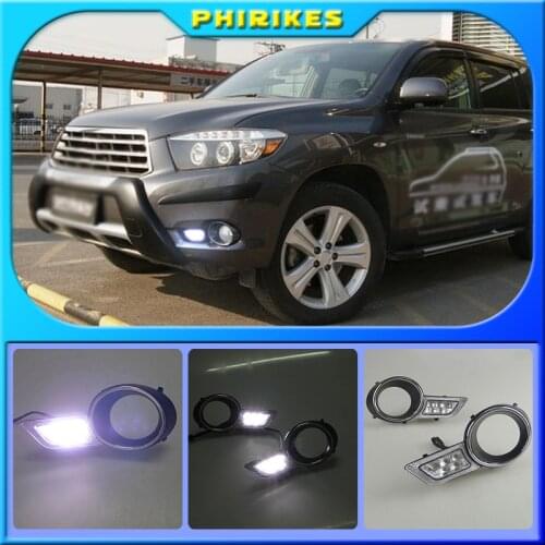 1 Pair LED DRL Daytime Running Lights Daylight Waterproof Fog Head Lamp white For Toyota Highlander 2009 2010 2011