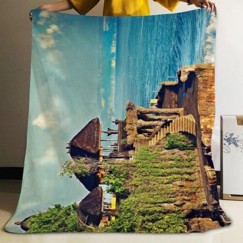 Musife Custom Beautiful Bali Island Flannel Blanket Design Your own Blanket Flannel Blankets for Sofa DIY Dropshipping