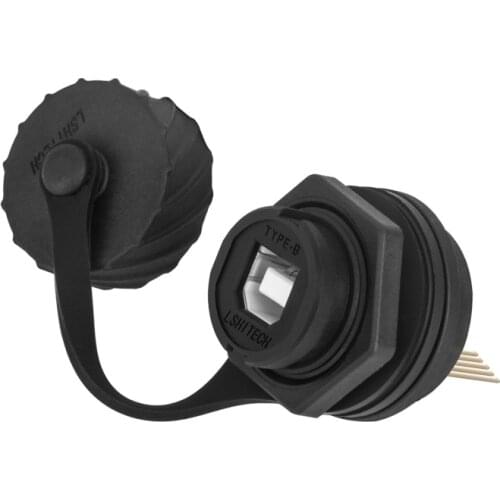 USB Type B Female Socket Plug Panel Mount Adapter M20 USB 2.0 5Pin Waterproof Connector IP67 Extension Cord Extender With Cap