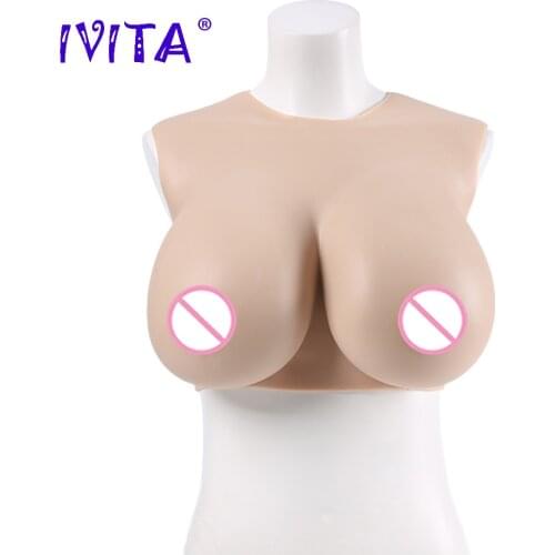 IVITA 100% Artificial Silicone Breasts Fake Boobs H Cup for Crossdresser Transgender Drag Queen Shemale Enhancer Cosplay