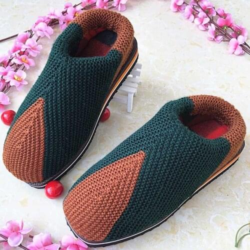 Chinese Style Handmade Natural Fleece Slippers Women Special Warm Home Sandals Winter Indoor Woman Wedge Shoes