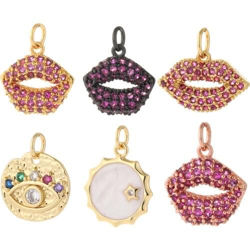 Hot Lips Charms for Jewelry Making Gold Sun Eye Designer Jewelry Charms for Diy Earrings Necklace Bracelet Charm Copper