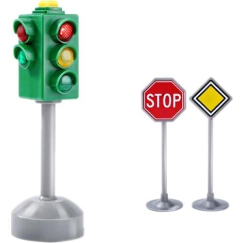 Mini Traffic Signs Road Light Block with Sound LED Children Safety Traffic Light Model Kids Traffic Light Toys