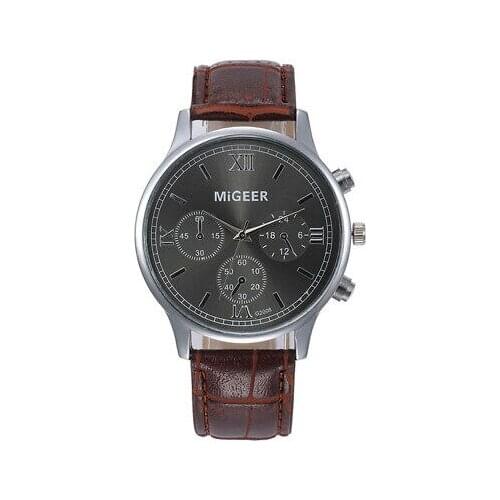 Mens watches quartz leather strap stainless steel Sport wristwatches MIGEER classic 99 S0379 sent from Italy