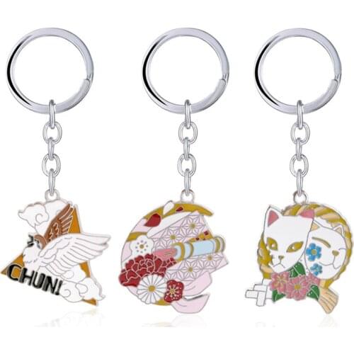 Anime Demon Slayer Kimetsu No Yaiba Keychain Men Fox Mask Enamel Figure Kamado Tanjirou Nezuko Key Ring Pendant Jewelry llaveros