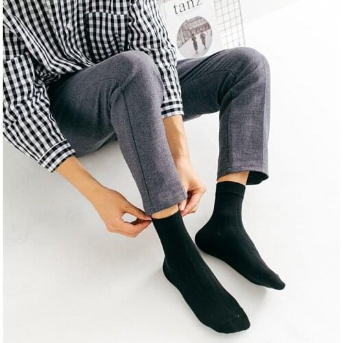 New Man Fashionable Fashion Socks Keep Warm Defence Friction Solid Color Socks Autumn Winter BLACK WHITE GREY