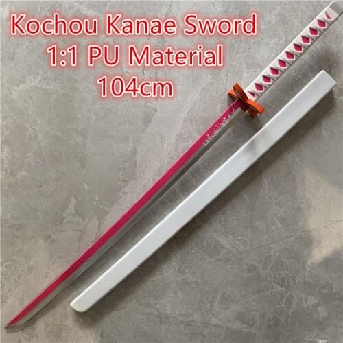1:1 Demon Slayer Sword Weapon Cosplay Kimetsu no Yaiba Kochou Kanae Pink Sowrd Ninja Knife Prop Model Toy 104cm Sword