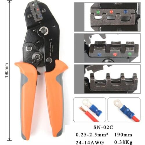 SN-02C Pre-Insulated Terminal Crimping Pliers U Type Y Terminal Crimping Pliers 0.25-2.5mm2 Crimper Pliers Crimping Tool