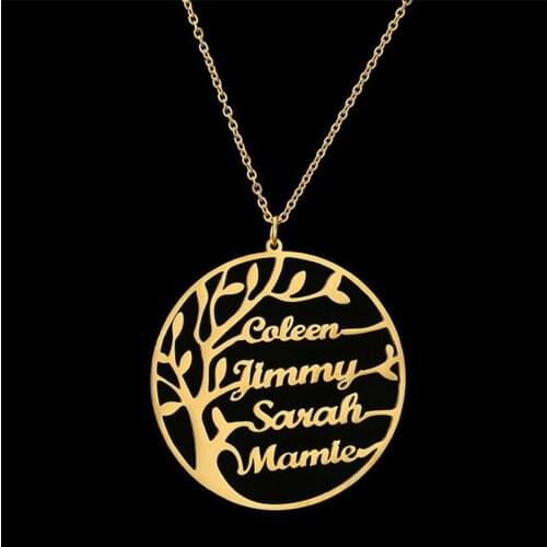 Personalized Tree Of Life Necklace Family Name Choker Custom Multiple Name Necklaces Women Men Best Friends Gift BFF Jewelry