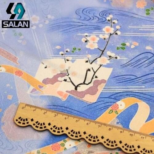Sakura simulation gauze dress dress cheongsam fabric spun silk handmade DIY clothing fabrics
