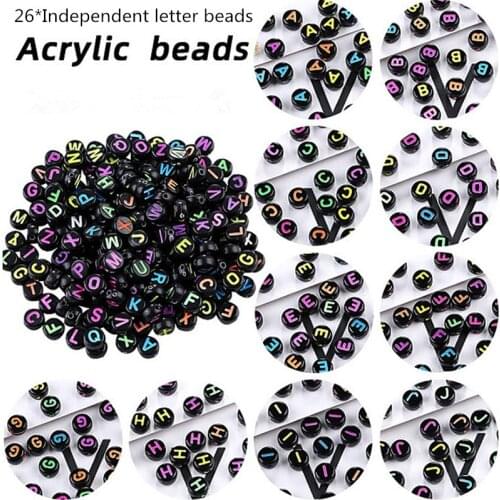 DIY Brand New Black+color Resin Letter Flat Beads, Childrens Jewelry Accessories/100 Pcs