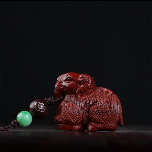 2cm Lobular Rosewood Pendant Myth Historical Traditional Chinese Chinese Zodiac Sheep Pendant Car Hanging Bag Pendant Home Decor