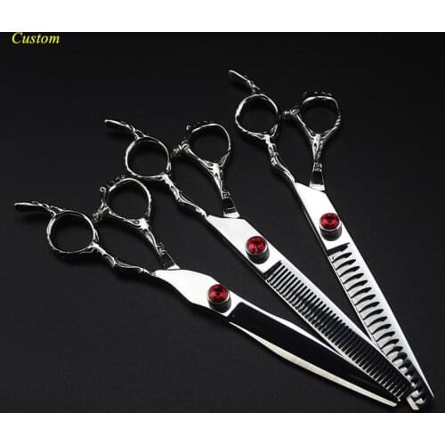 Custom Japan 440c 7'' Maya pet dog grooming hair scissors dog thinning shears cutting barber scissor tools hairdressing scissors