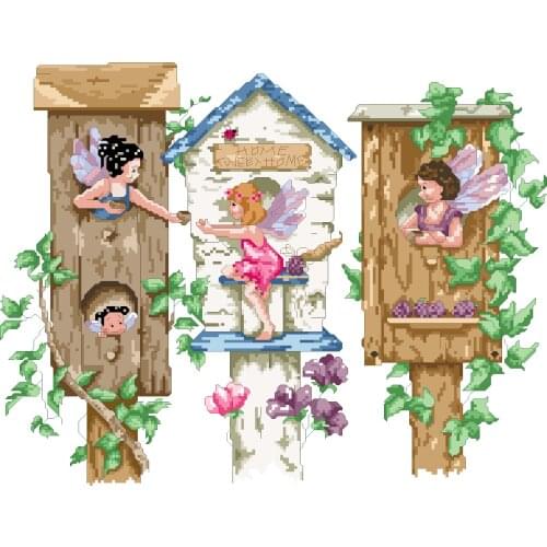 Lovely kit 19-20 Cross stitch Handmade 14CT Counted Canvas DIY,Cross-stitch kits,Embroidery Elves House 45-37