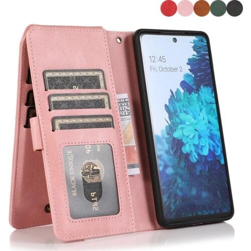 Luxury Zipper Wallet Case For Samsung Galaxy S21 S20 FE S10 E S9 Note 20 10 9 Ultra Plus Lite Leather Flip Card Phone Bags Cover