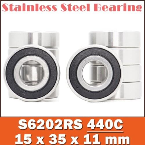 10PCS S6202RS Bearing 15*35*11 mm ABEC-3 440C Stainless Steel S 6202RS Ball Bearings 6202 Stainless Steel Ball Bearing
