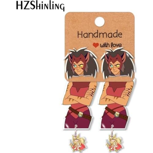 She-Ra and Catra Power Pattern Acrylic Clip Earrings Stud Earrings Resin Epoxy Ear Jewelry