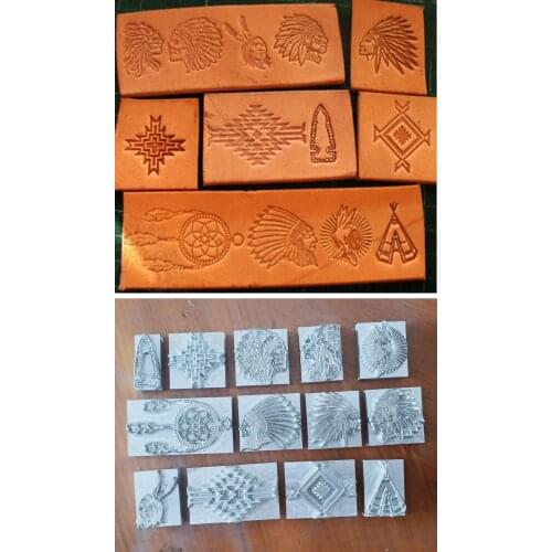 13pcs Indian cultural elements pattern Hand-work unique design carving punches stamp craft leather with leather carving tools