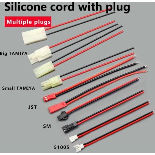 Silicone wire with plug Connector terminal wire JST TAMIYA SM 2P Plug Male to Female splice Wire Connectors red and black wire